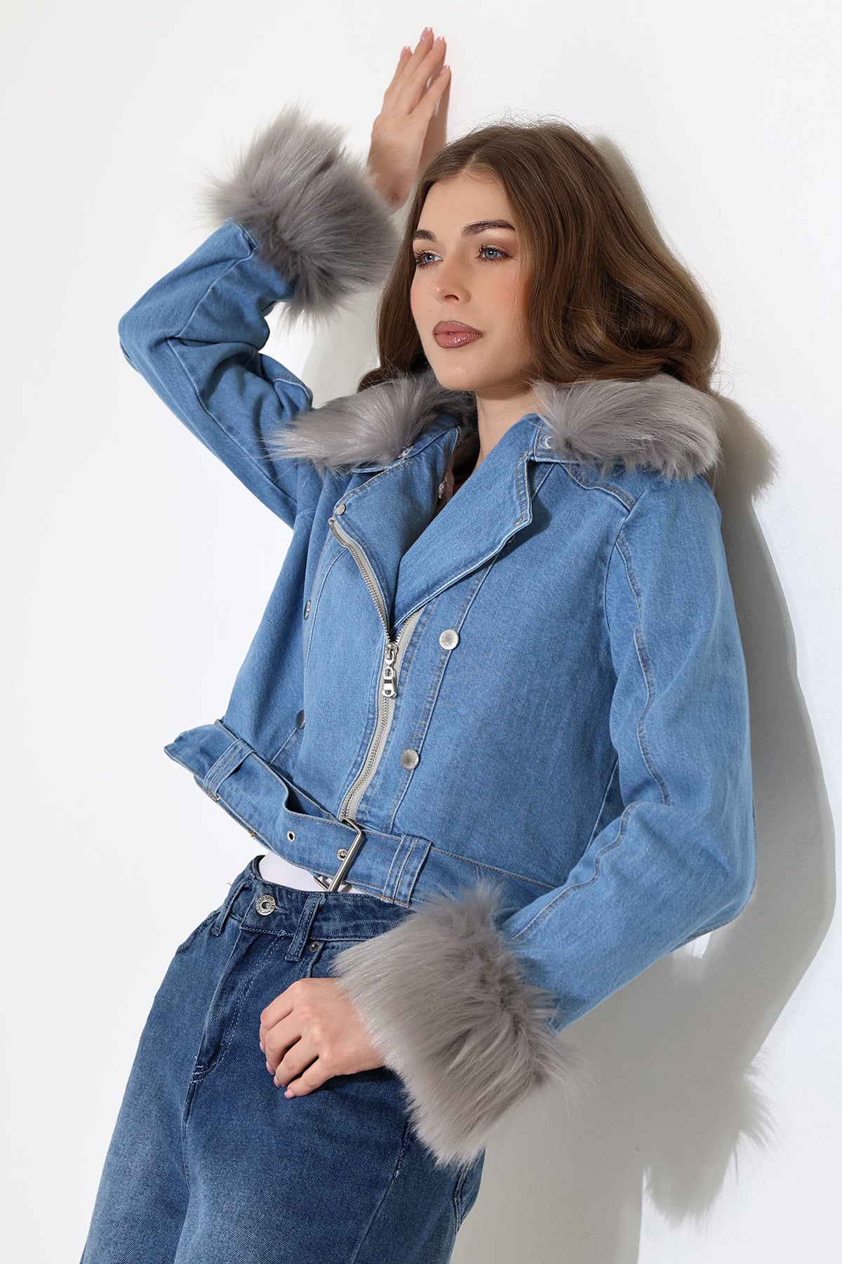 Kürklü Jean Ceket