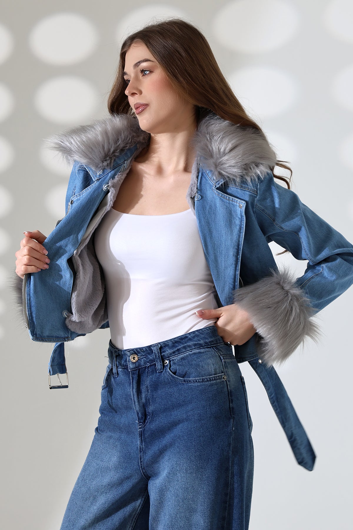 Kürklü Jean Ceket