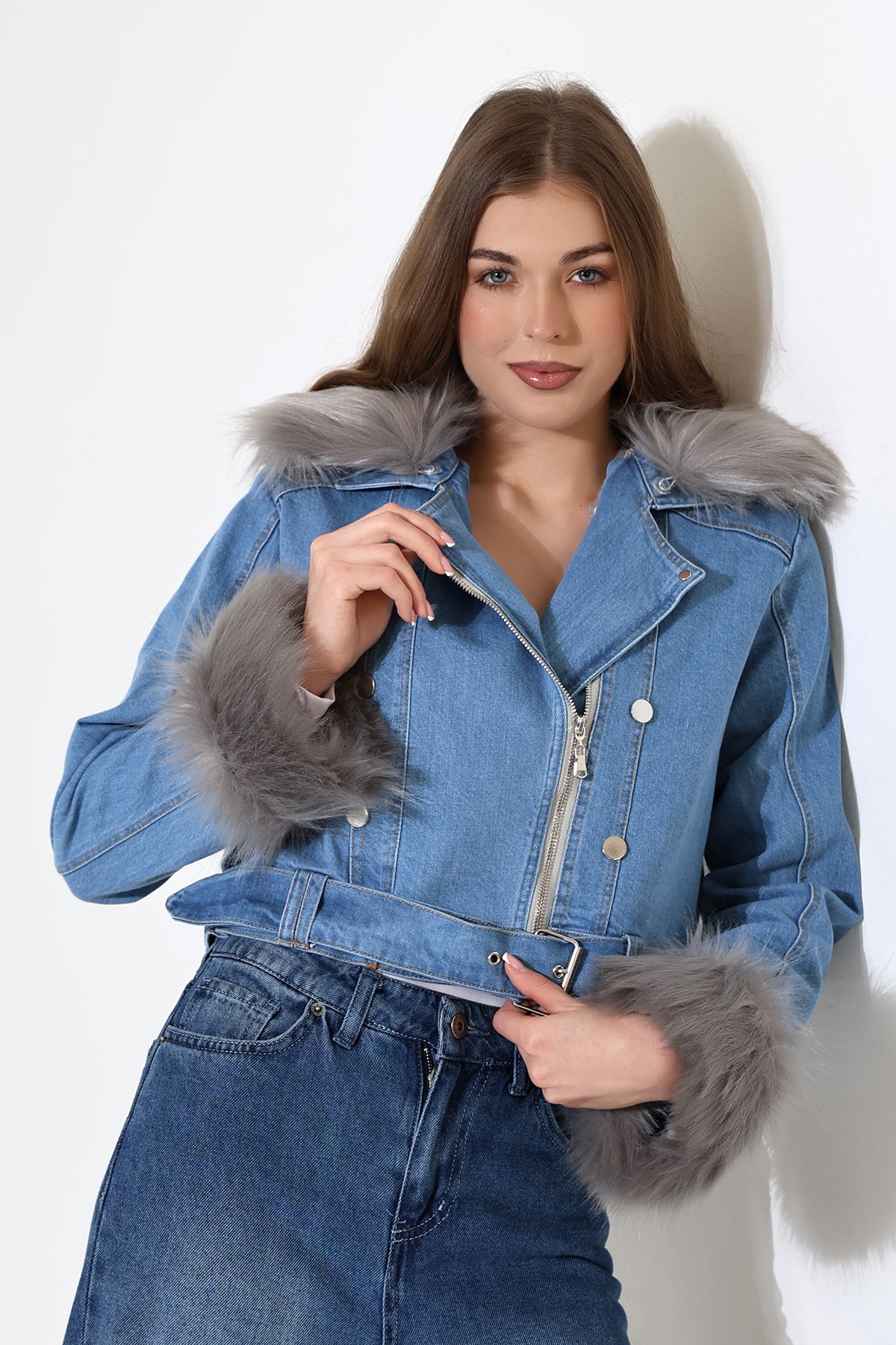 Kürklü Jean Ceket